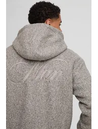 Oversized Boxy Hooded Melton Bomber Jacket - taupe - 2