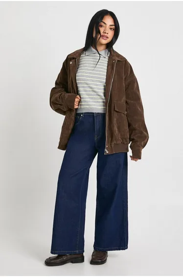 Scallop Edge Collar Stripe Knitted Top - grey