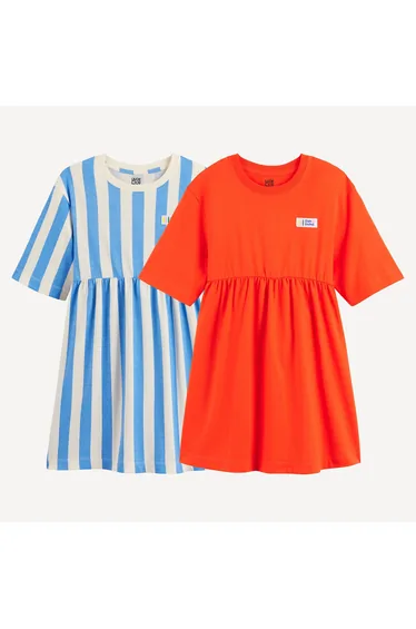 Pack of 2 Jersey Dresses with Short Sleeves