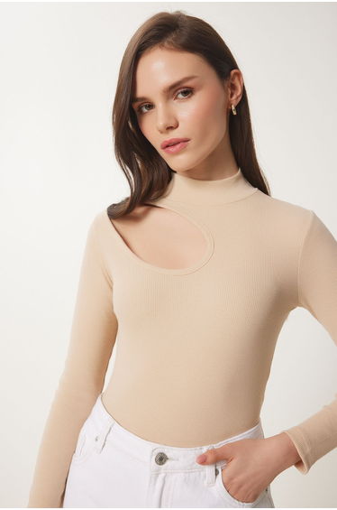 Blouse - Beige - Fitted