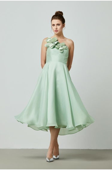 Asymmetrical neckline dress