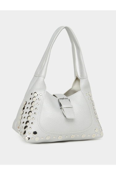 Studded Shoulder Bag with Buckle Detail
