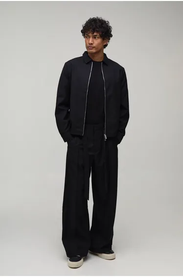 Wide Fit Tailored Pintuck Co-Ord Trousers - black