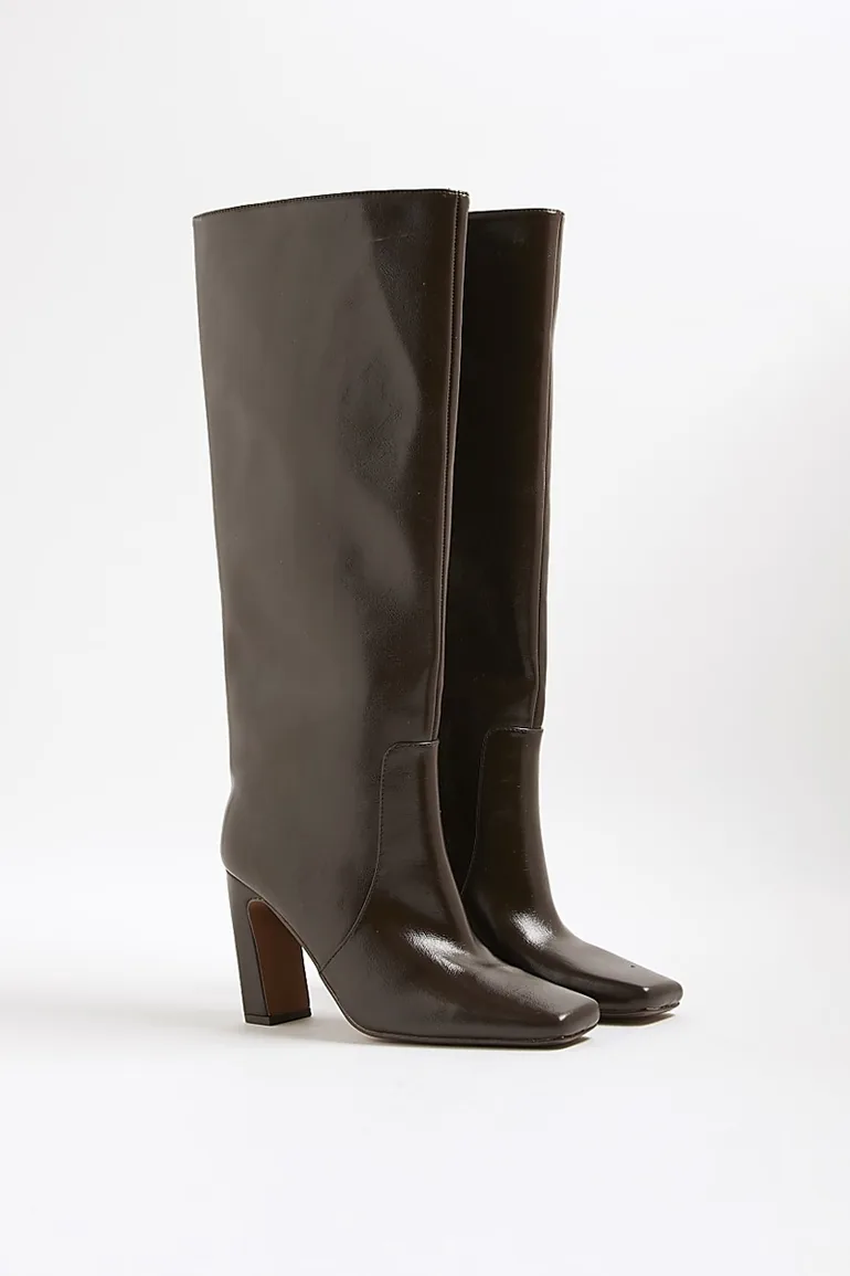 Brown Chisel Toe High Leg Boots - 2