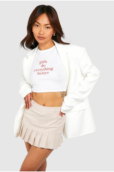 Pleated Hem Skort - stone