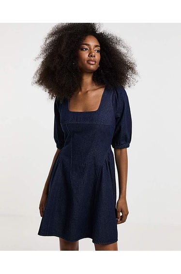 Indigo Denim Corset Mini Dress
