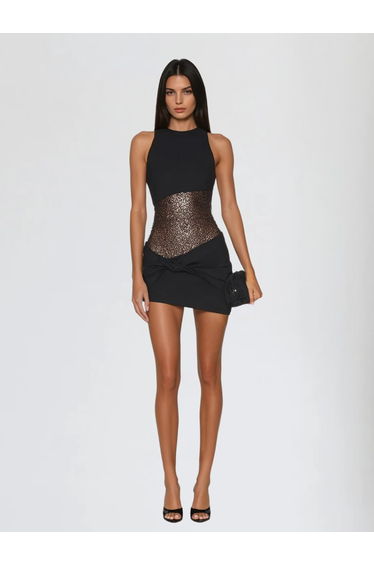 Sylvex Sleeveless Twisted Sequin Mini Dress