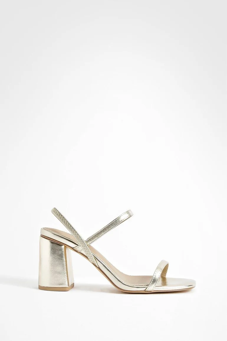 Wide Fit Elasticated 2 Part Block Heels - gold - 1