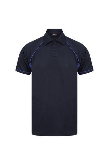 Finden and Hales Mens Performance Piped Polo Shirt - Navy/Royal Blue