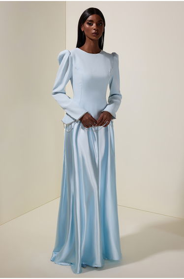 Satin Splicing Rhinestone Maxi Dress