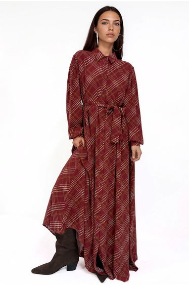 BDART Plaid Midi Shirt Dress with Button Closure