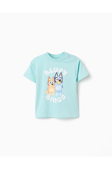Cotton T-Shirt With Bluey And Bingo Print For Babies And Children, Blue