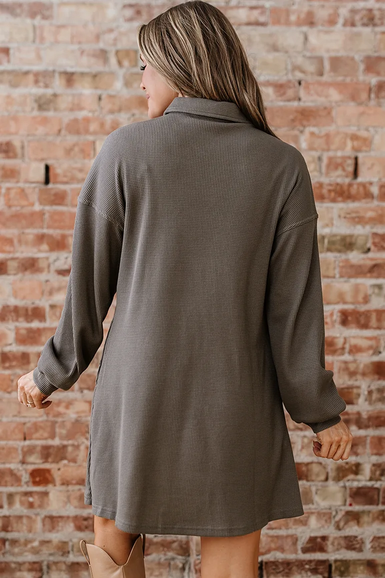 Lvness Waffle Knit Shirt Tunic Dress - 3