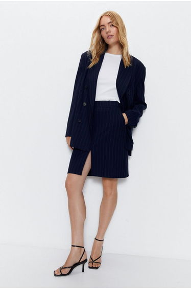 Tailored Pinstripe Pencil Skirt
