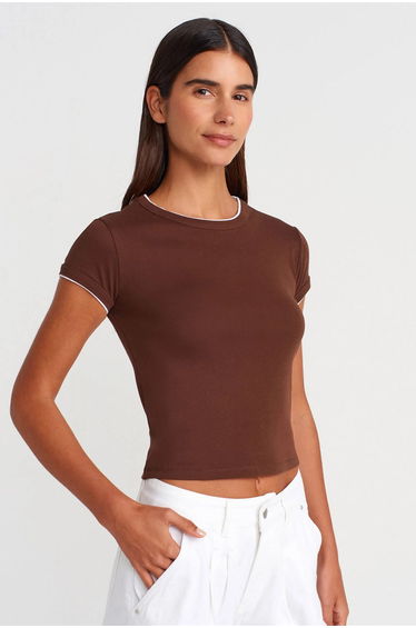 Dilvin Women's Slim Fit Cotton Crop T-Shirt