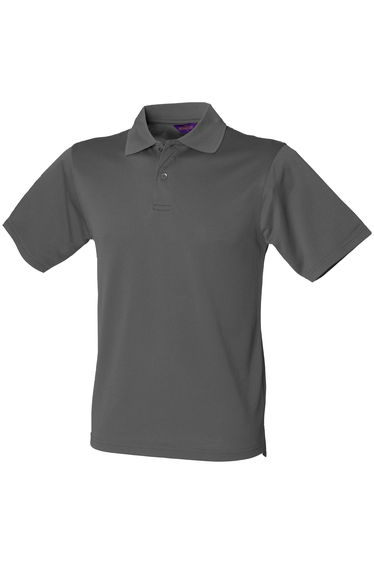 Henbury Mens Coolplus® Pique Polo Shirt - Charcoal Grey