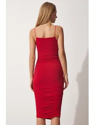 Straps and Draped Sandy Knitted Dress - 3