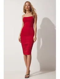 Straps and Draped Sandy Knitted Dress