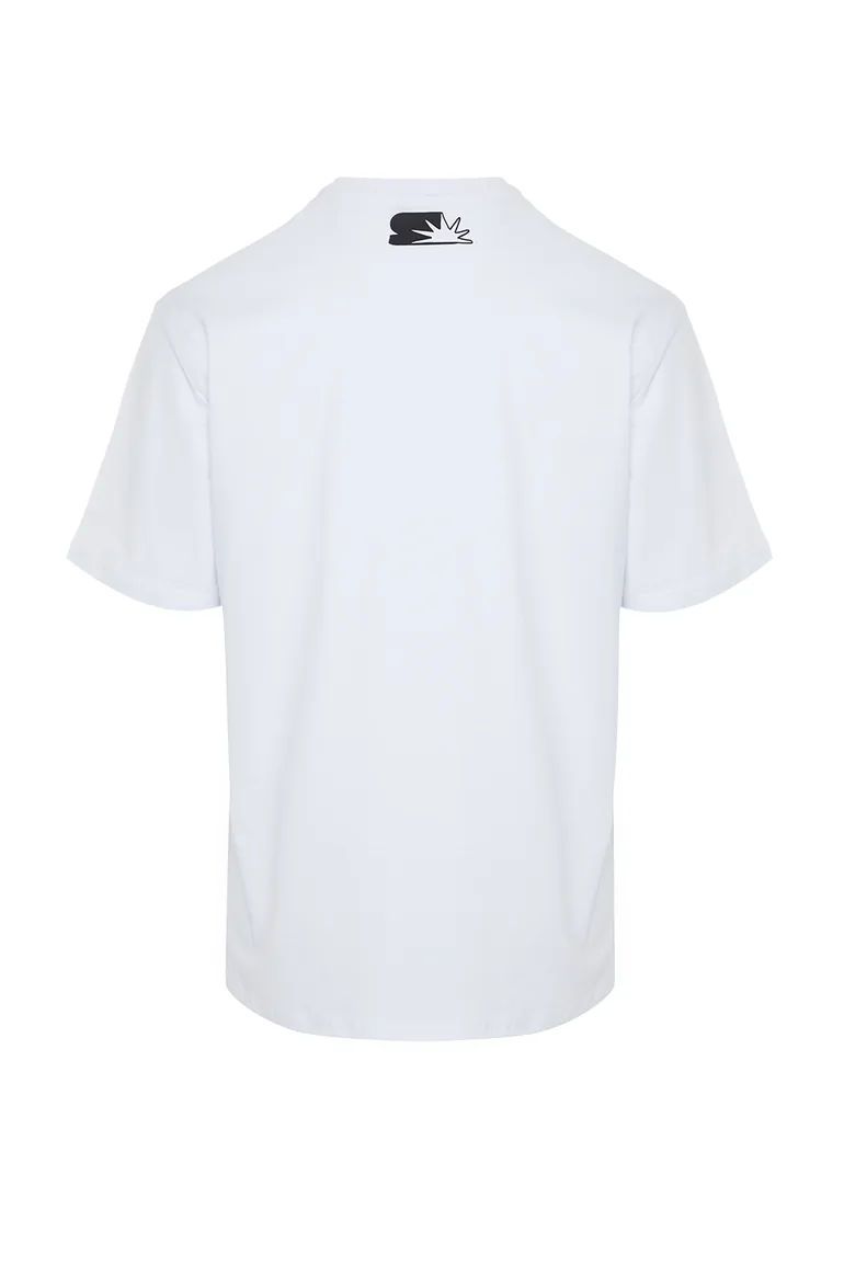 Black Men's Relaxed/Casual Cut Text Printed Color Blocked Cotton Short Sleeve T-Shirt - 7