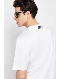 Black Men's Relaxed/Casual Cut Text Printed Color Blocked Cotton Short Sleeve T-Shirt - 5
