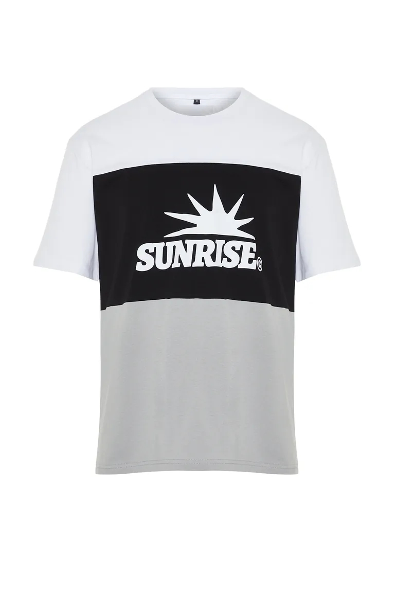 Black Men's Relaxed/Casual Cut Text Printed Color Blocked Cotton Short Sleeve T-Shirt - 6