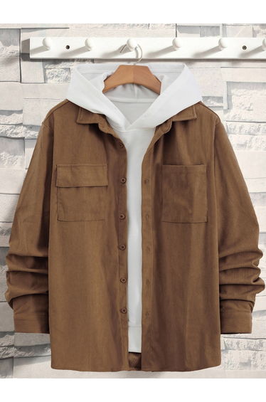 Men Texture Pocket Detail Long Sleeve Jacket