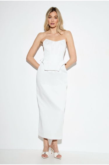 Premium Bonded Satin Corset Dress