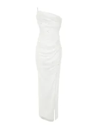 Column Maxi Party Dress with One Shoulder - 6