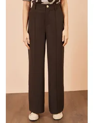 Yumi Brown Wide Leg Stretch Trousers - 1