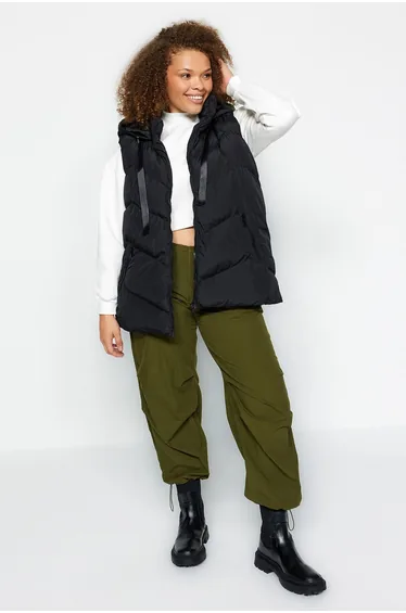 Plus Size Vest - Black - Puffer