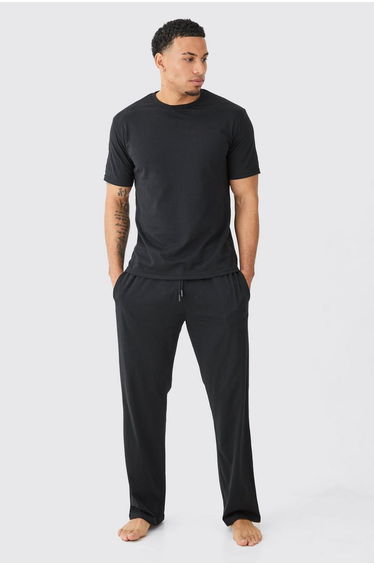 T-shirt & Bottom Lounge Set - black