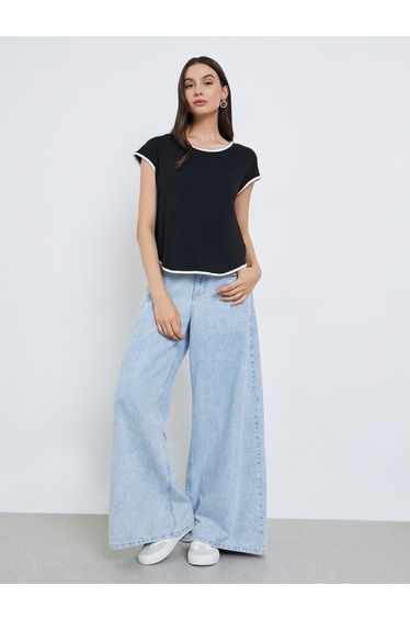 Black and White Trimmed T-Shirt