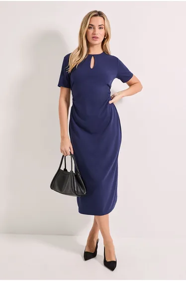 Keyhole Gathered Side Pencil Dress