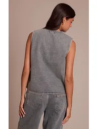 Vintage Sleeveless Button Down Denim Waistcoat - 2