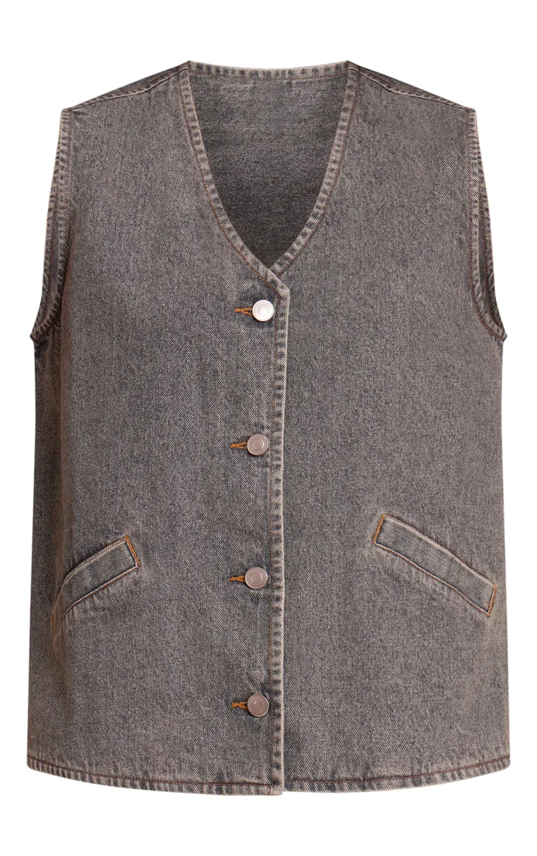 Vintage Sleeveless Button Down Denim Waistcoat - 4