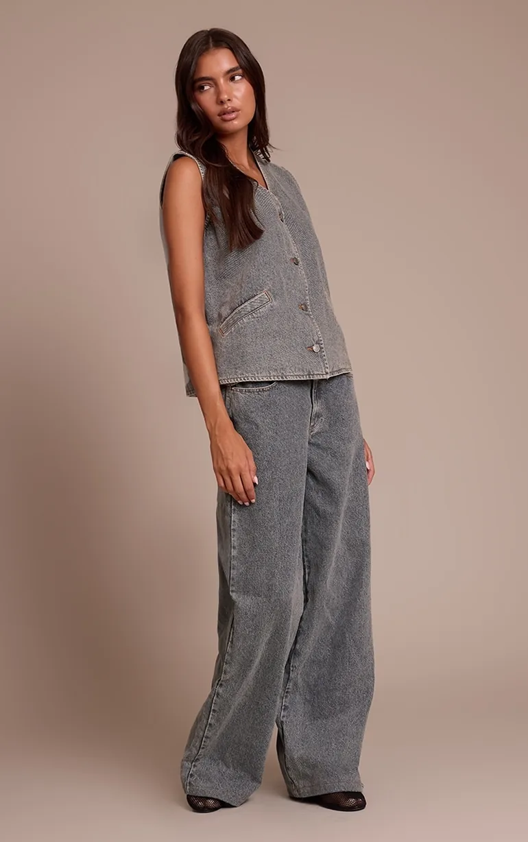 Vintage Sleeveless Button Down Denim Waistcoat