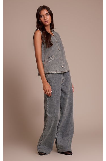 Vintage Sleeveless Button Down Denim Waistcoat