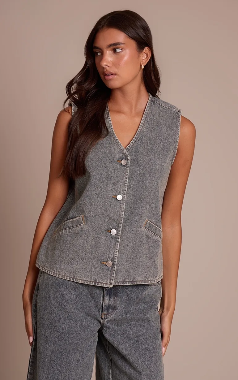Vintage Sleeveless Button Down Denim Waistcoat - 3