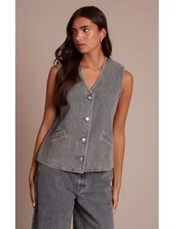 Vintage Sleeveless Button Down Denim Waistcoat - 3