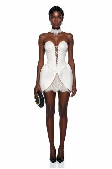 Layla White Lace Panel Mini Dress