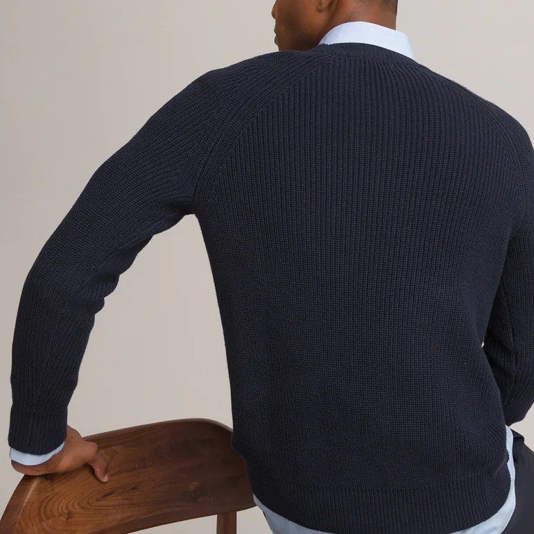 Organic Cotton Jumper/Sweater in Fisherman's Rib with Crew Neck - 3