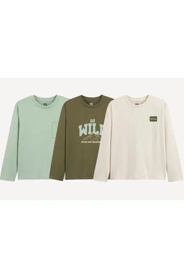 Pack of 3 T-Shirts with Long Sleeves