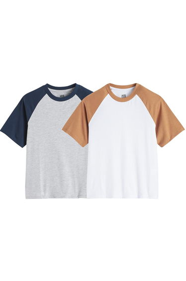 Pack of 2 Colour Block T-Shirts with Short Sleeves