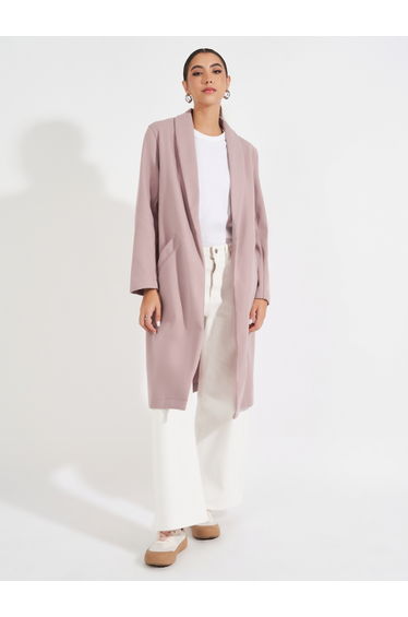Regular Fit Knee Length Buttoned Wool Like Coat