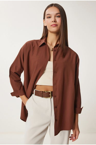 ISTANBUL Oversized Poplin Button-Up Shirt with Long Sleeves