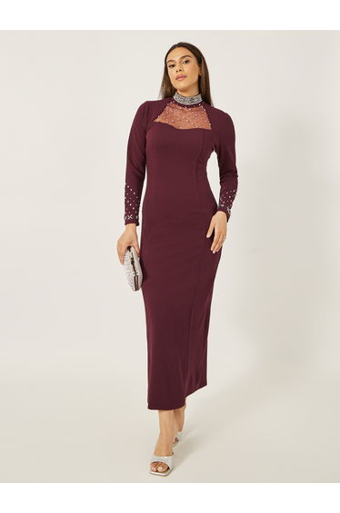 Embellished Sweetheart Neck Sheath Maxi Dress