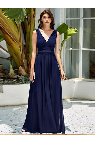 ever HUSH|Chiffon Empire Waist Sleeveless Pleated Bridesmaid Dress