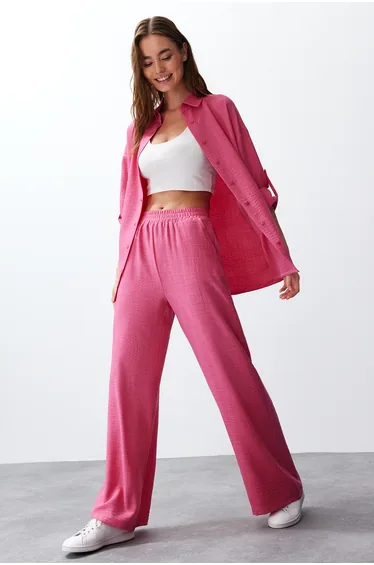 Fuchsia Woven Two Piece Set