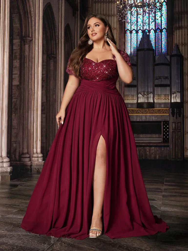 red sequin skater dress Plus Size - Mini Sequin Skater Dress