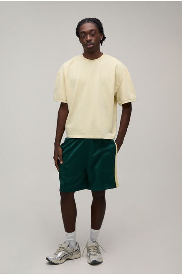 Regular Fit Stripe Tricot Jersey Shorts - khaki